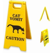 Vekome Cat Vomit Sign, Dog Vomit Sign, Cat Vomit Caution Sign, 4 Inch Funny Cat Sign Decor, Cats Live Here Novelty Desk Sign, Yard Warning Sign