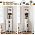 thumbnail image 5 of Corner Shelf with Cabinet, 74.8" Tall Corner Cabinet with Door, 5-Tier Narrow Bookshelf with Adjustable Shelves, Display Cabinet for Living Room, Bathroom, Dining Room, Small Space, White, 5 of 8