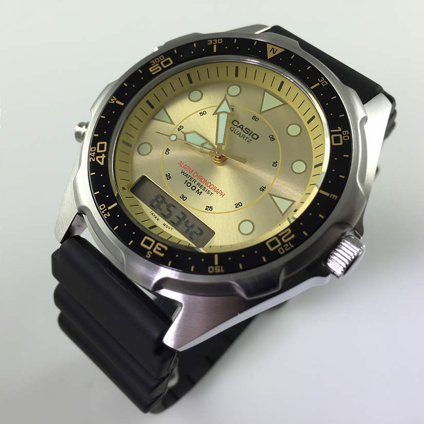 Mens Casual Ana-Digi Sports Watch With Gold Dial, Black Resin Strap - image 2 of 3