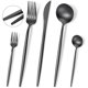 thumbnail image 1 of Juego de cubiertos resistentes de 4 piezas, cuchillos, tenedores, cucharas de calidad alimentaria, mango grueso de cocina, apto para lavavajillas, 1 of 5