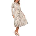 thumbnail image 2 of INSPIRE CHIC Vestido de Mujer Floral con Cuello Mock, Volantes, Manga Larga, Flowy, Chiffon, Corte A-Line, Midi, Blanco, XS, 2 of 6