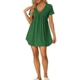 thumbnail image 2 of INSPIRE CHIC Women's Nightdress Sleepwear Pajamas Deep V Neck Nightshirt Lounge Nightgowns L Dark Green, 2 of 5