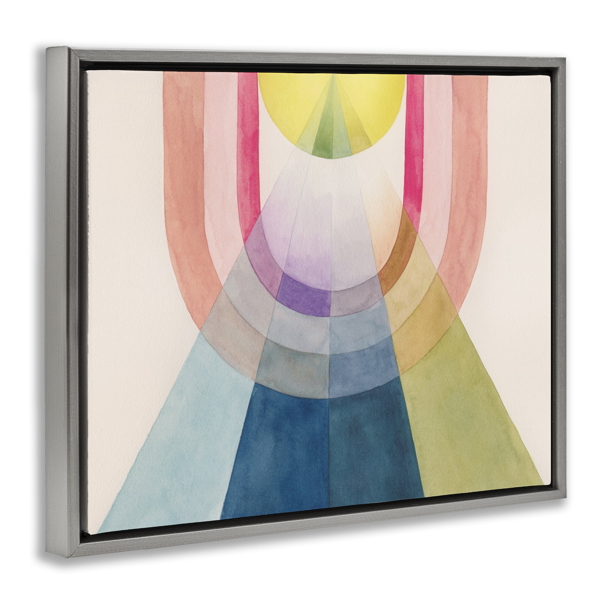 Stupell Industries Abstract Arches & Rays Abstract Painting Gray Floater Framed Canvas Art Print Wall Art, 21 x 17