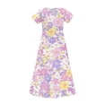 thumbnail image 4 of DAETIROS Soft & Flowy Girls Floral Maxi Dress - Casual Short Sleeve Summer Sundress with Pockets for Kids Purple 4-14Y,Size 5 T, 4 of 9