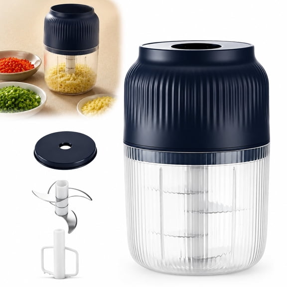 Portable Mini Electric Food Chopper, IPX6 Waterproof 4 Stainless Steel Blades Small Food Processor For Garlic Vegetable Prep