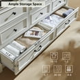 thumbnail image 4 of wow97e Farmhouse 8 Drawers Dresser for Bedroom, 61" Wide Wooden Chest of Drawers w/Roman Column, Storage Dressers for Bedroom, Living Room, White, 4 of 7