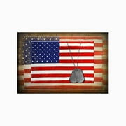 Canvas American Flag with Necklace Wall Print, Large, Multicolor - Saltoro Sherpi
