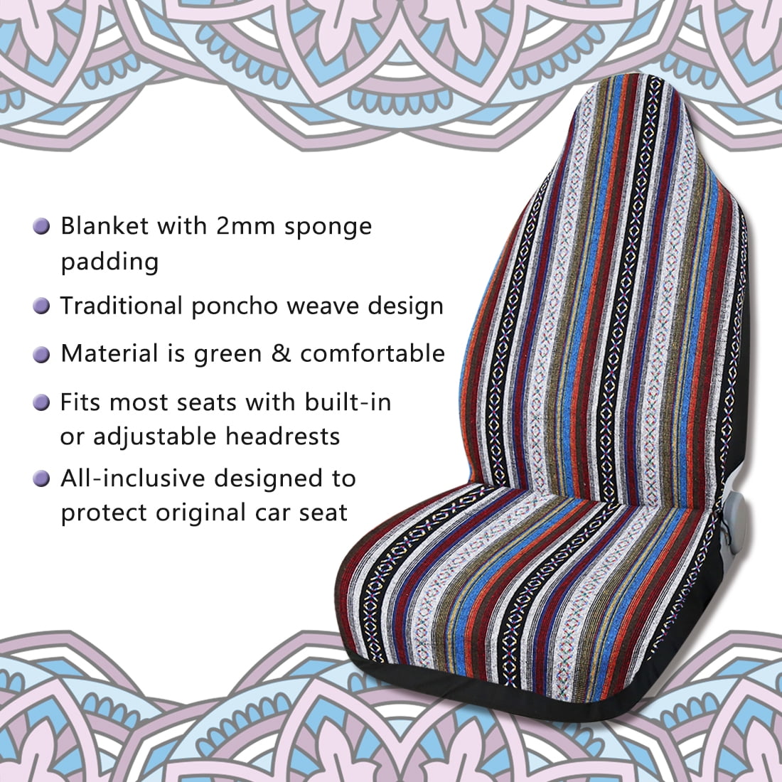 Free Shipping Unique Bargains Baja Blanket Ethnic Style Bucket Seat Cover for Car 7 Pcs Walmart