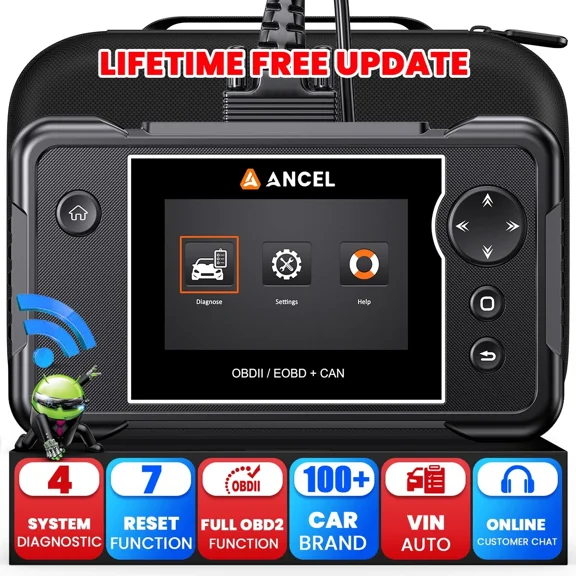 ANCEL FX2000 PRO OBD2 Scanner 4 System Car Diagnostic Tool ABS SRS Engine Transmission, with 7 Resets FCA Auto Auth Lifetime Wifi Free Update