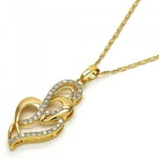 Alluring Layered Hearts In White Cubic Zirconia Gold Plated Ladies Pendant Necklace By Folks Jewelry
