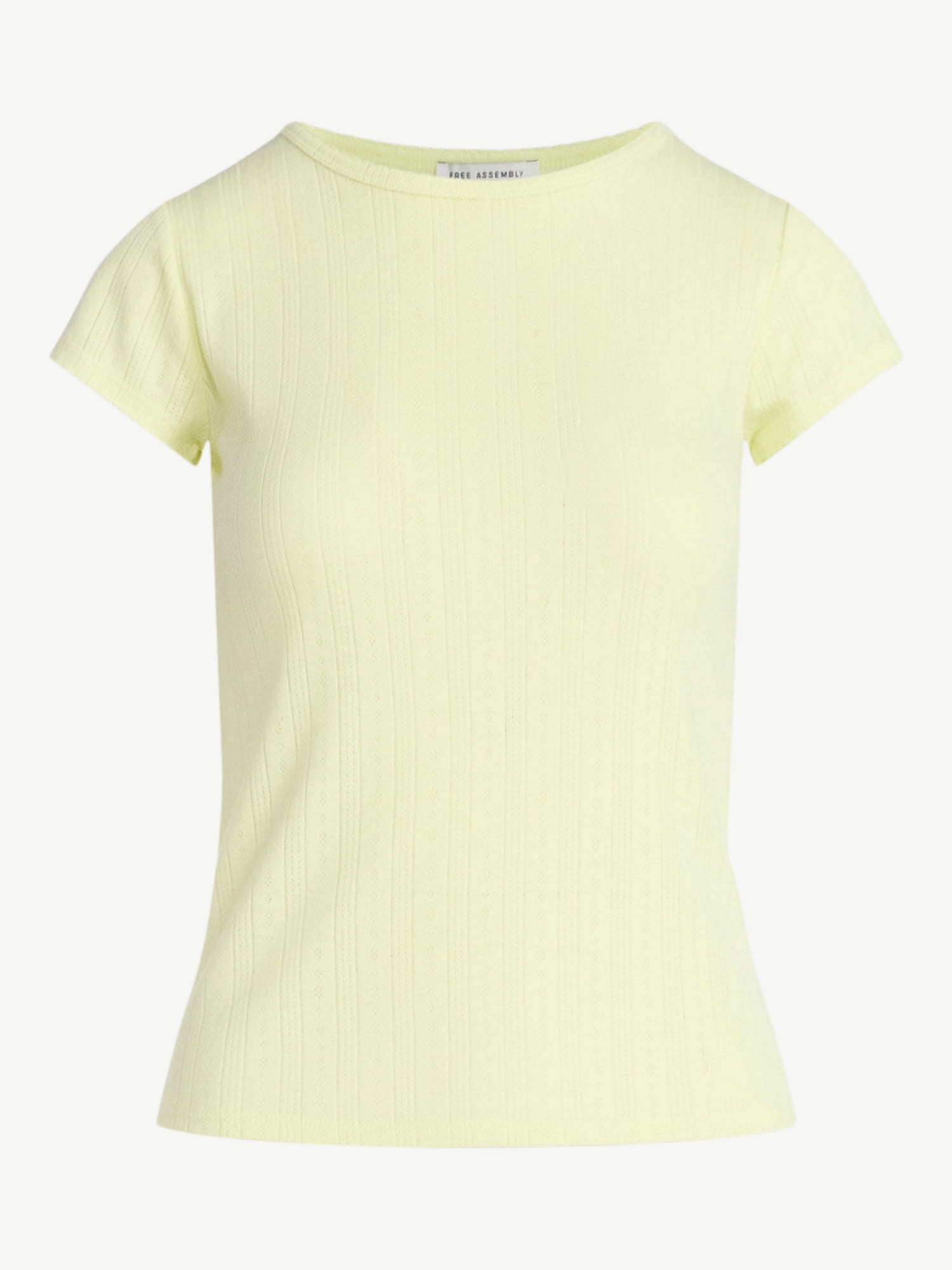 Free Assembly Women's and Women's Plus Pointelle Mini Tee with Short Sleeves, Sizes XS-4X
