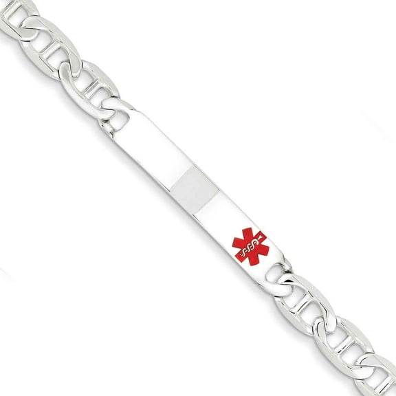 Primal Silver Sterling Silver Polished Medical Anchor Link ID Bracelet