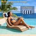 thumbnail image 5 of FOOWIN HDPE Pool Lounge Chair, Adjustable Backrest Outdoor Pool Chair with Headrest, Adjustable Backrest All-Weather Poolside Reclining Chair, Teak, 5 of 8