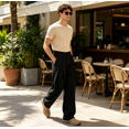 thumbnail image 4 of HBDesign Mens Summer Seersucker Wide Leg Pants Casual Breathable Comfort Trousers, 4 of 6