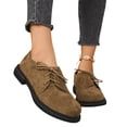 thumbnail image 5 of YOUYEDIAN Loafers for Women Spring Fall Block Heel Versatile Solid Color Comfy Fashion Slip On Flats Casual Lace-up Warm Outdoor Vintage Walking Shoes, 5 of 5