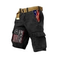 thumbnail image 2 of Men's Cargo Shorts Patriotic Graphic American Flag Shorts Distressed Washed 250 Years Of Freedom Cross Cargo Shorts Outdoor Casual Military Hiking Patriotic Shorts,Black L, 2 of 3