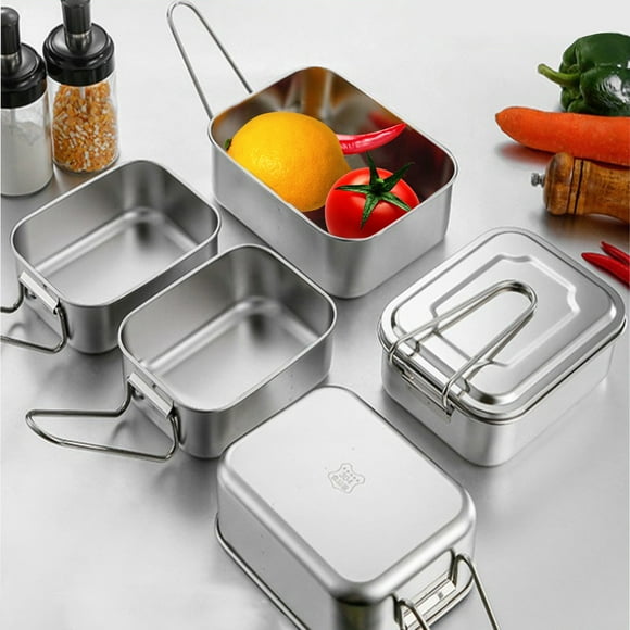 LSLJS Stainless Steel Student Adult Lunch Box, 2 Layer Insulation Bento Lunch Box for Kids,School Cafeteria Lunch Box Canteen, Leak Proof, Microwaveable Feature, Lunch Boxes