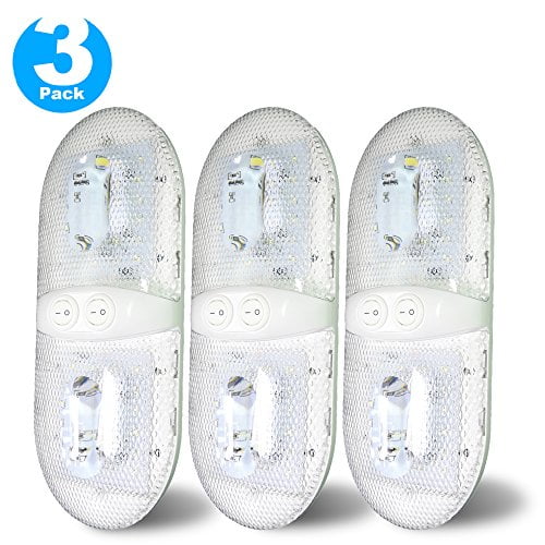 3 Pack Leisure Led Euro Dome Light Fixture Double 921 Wedge 550 Lumen 12v Cool White 2835 Smd Leds Interior Replacement For Rv Camper Trailer Motorhome 5th Wheel Com Leisure Led Euro Dome Light Fixture, Camper Replacement Light Fixtures