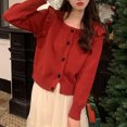 thumbnail image 1 of Cárdigan de punto de estilo dulce nuevo retro francés para otoño e invierno, tops cortos, suéter fresco y elegante que combina con todo, abrigo para mujer, 1 of 5