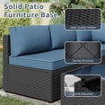 thumbnail image 4 of Walsunny 5 Pieces Outdoor Furniture Patio Sectional Sofa Set, Wicker Rattan Conversation Sets with Cushions and Glass Table, Black Rattan Dark Blue Cushions, 4 of 8