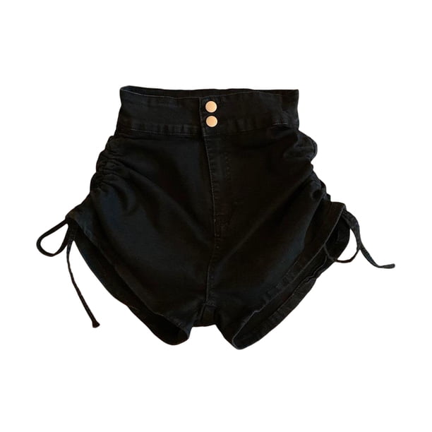 Pantalones cortos de verano Sonducket para mujer de cintura alta atuendo de ocio Negro L AP019256-03