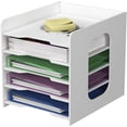 thumbnail image 2 of Organizador de archivos de PVC de almacenamiento de 5 niveles, documentos verticales A4, compartimento de almacenamiento blanco, bandejas de archivo de oficina, hogar y escuela, 2 of 5