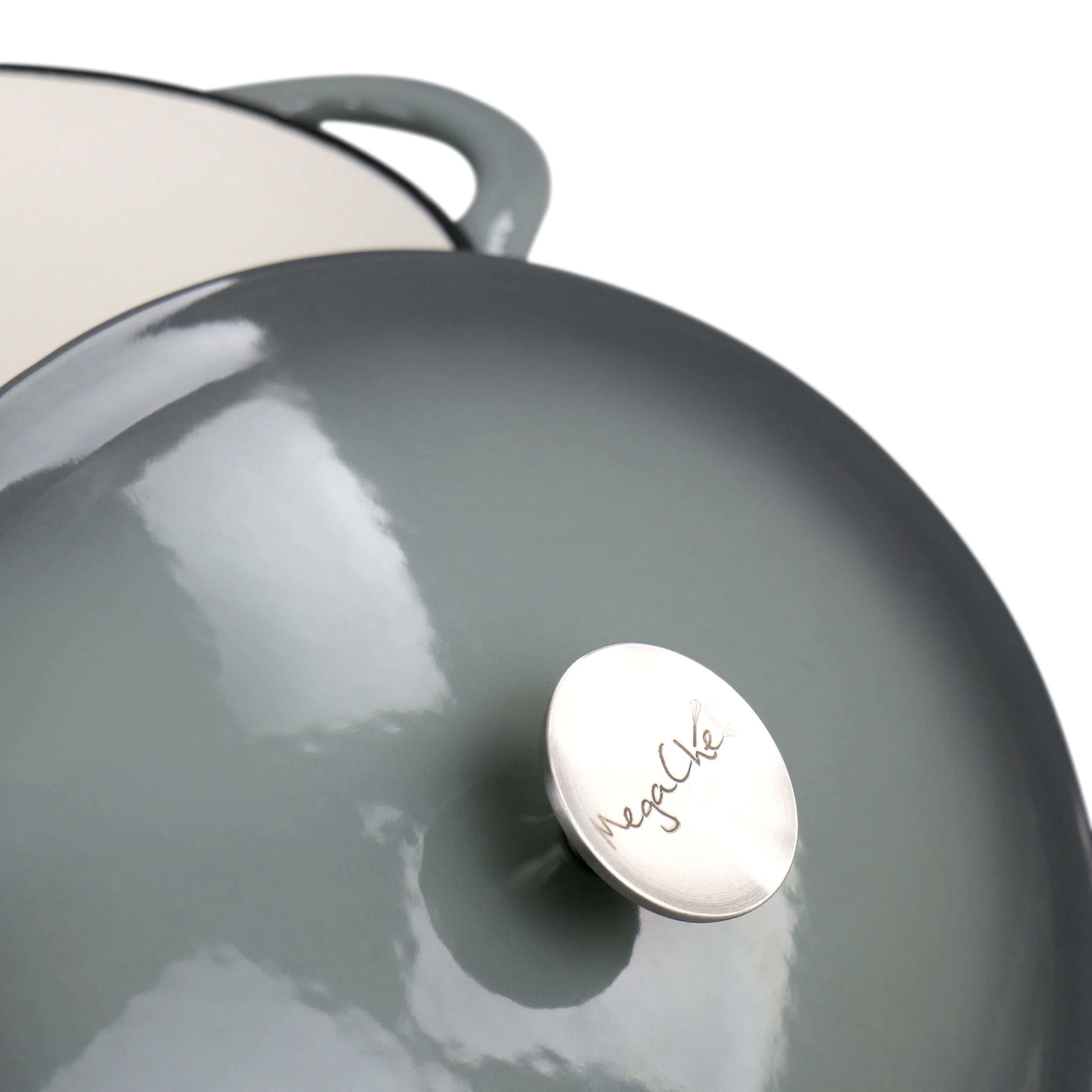 MegaChef 7 Quarts Oval Enameled Cast Iron Casserole in Gray