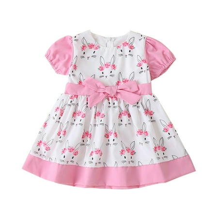 

TAIAOJING Tutu Tulle Dress For Baby Girl Rabbit Kids Toddler Short Tie Easter Sleeves Princess Skirt Bow Dresses 5-6 Years