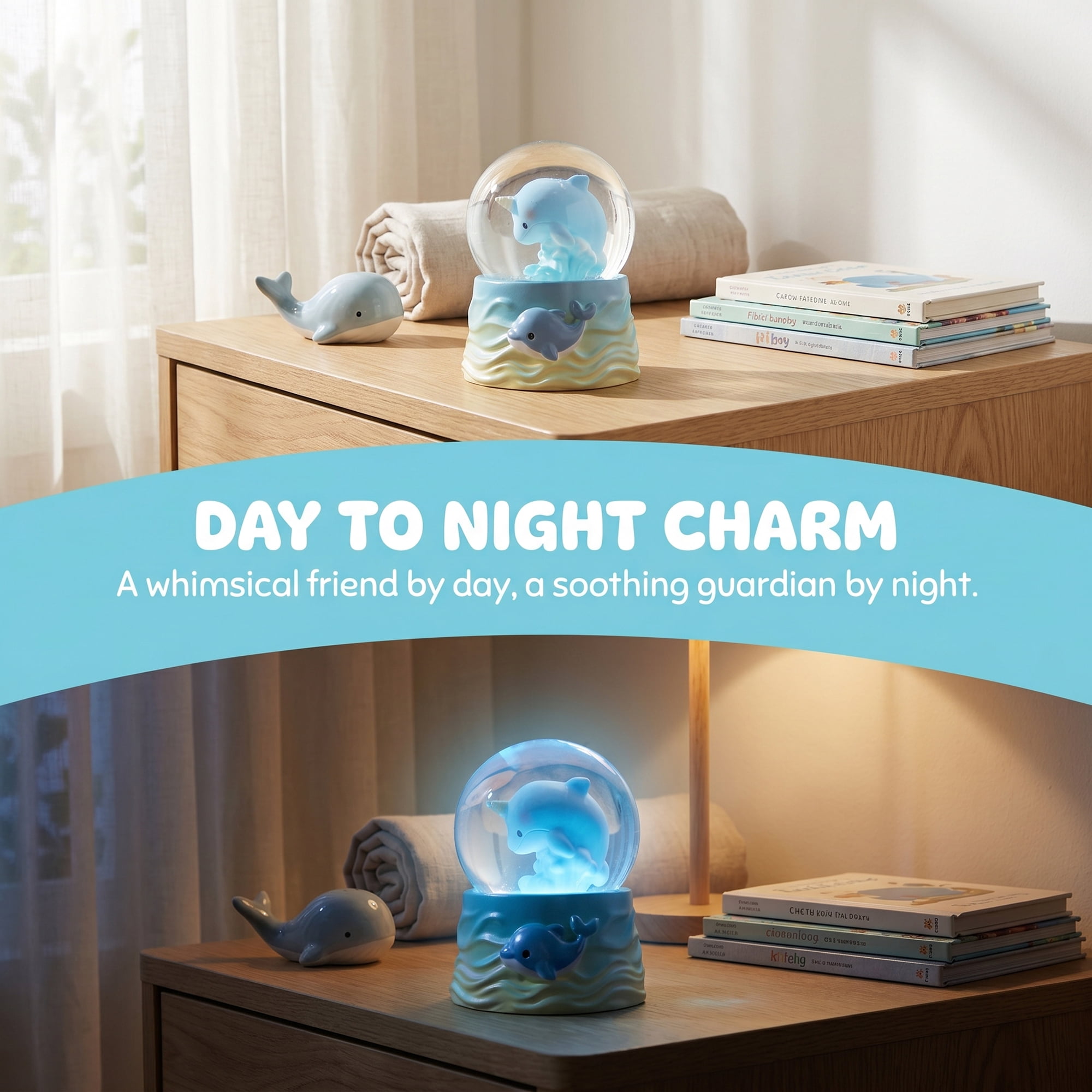 Unique Bargains Cartoon Light Up Crystal Ball Mini Resin Figurine Snow Globe Blue Style A