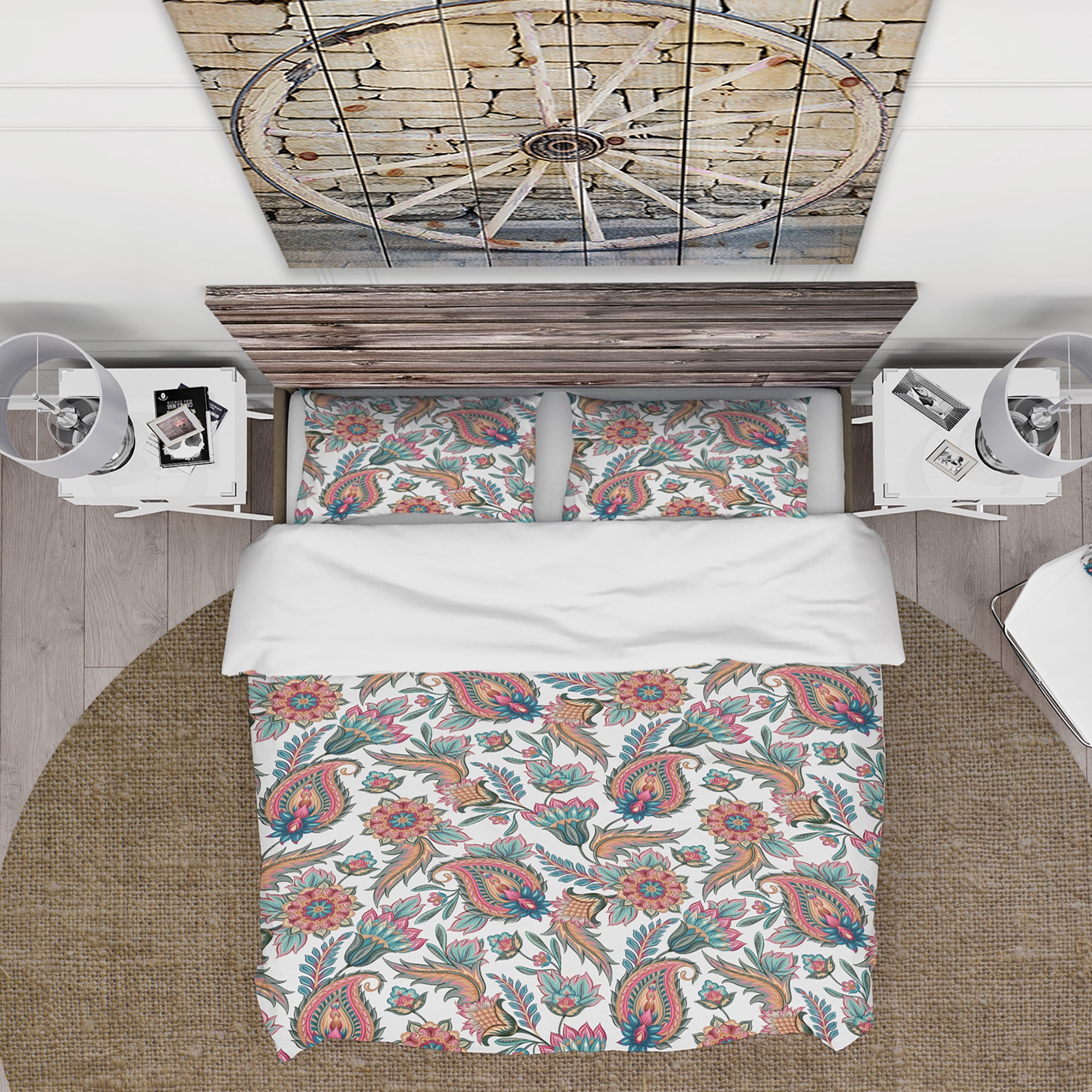 Designart 'Colourful Floral Paislery' Floral Duvet Cover Set