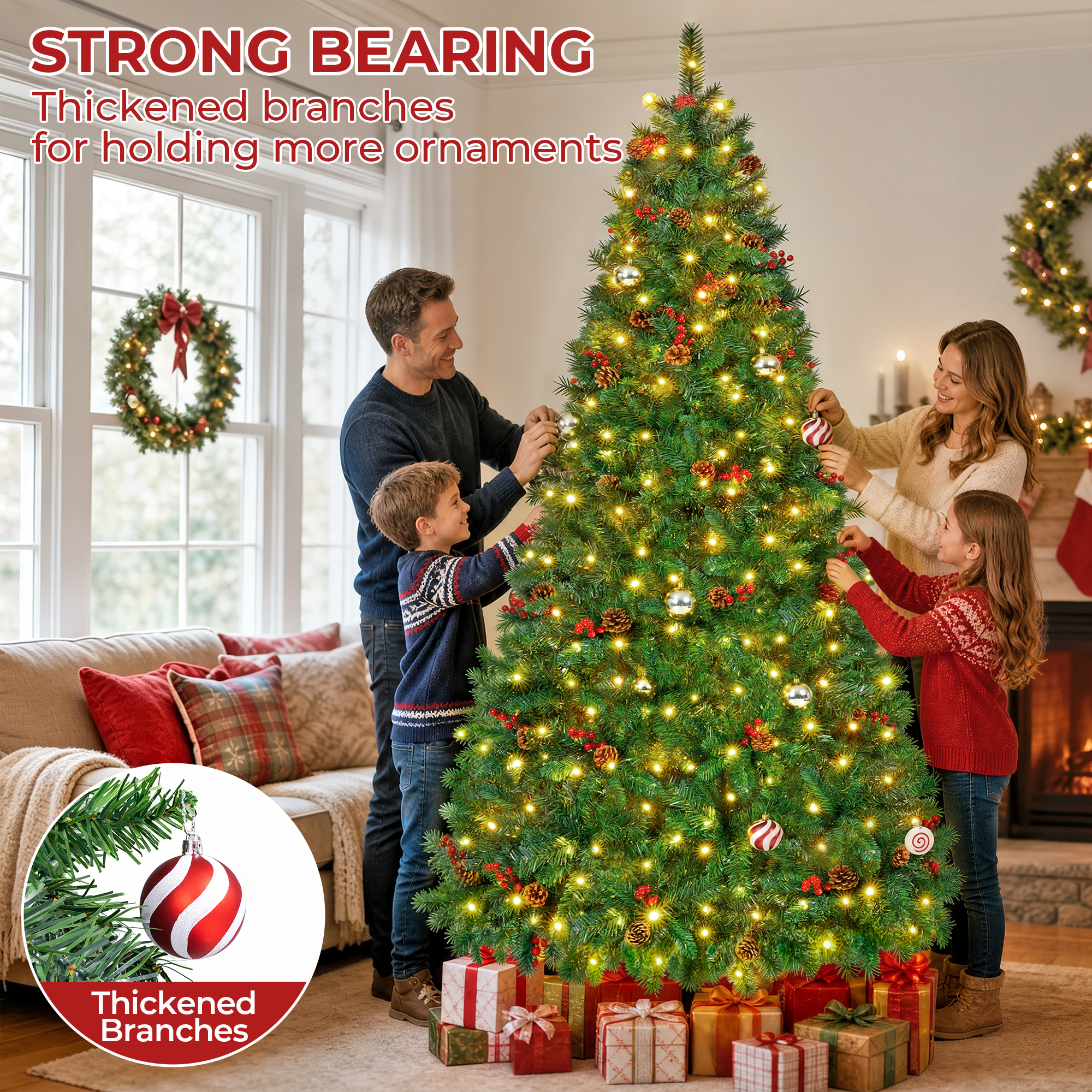 Firstness 5ft Pre-Lit Artificial Christmas Tree with Pine Cones photo 6