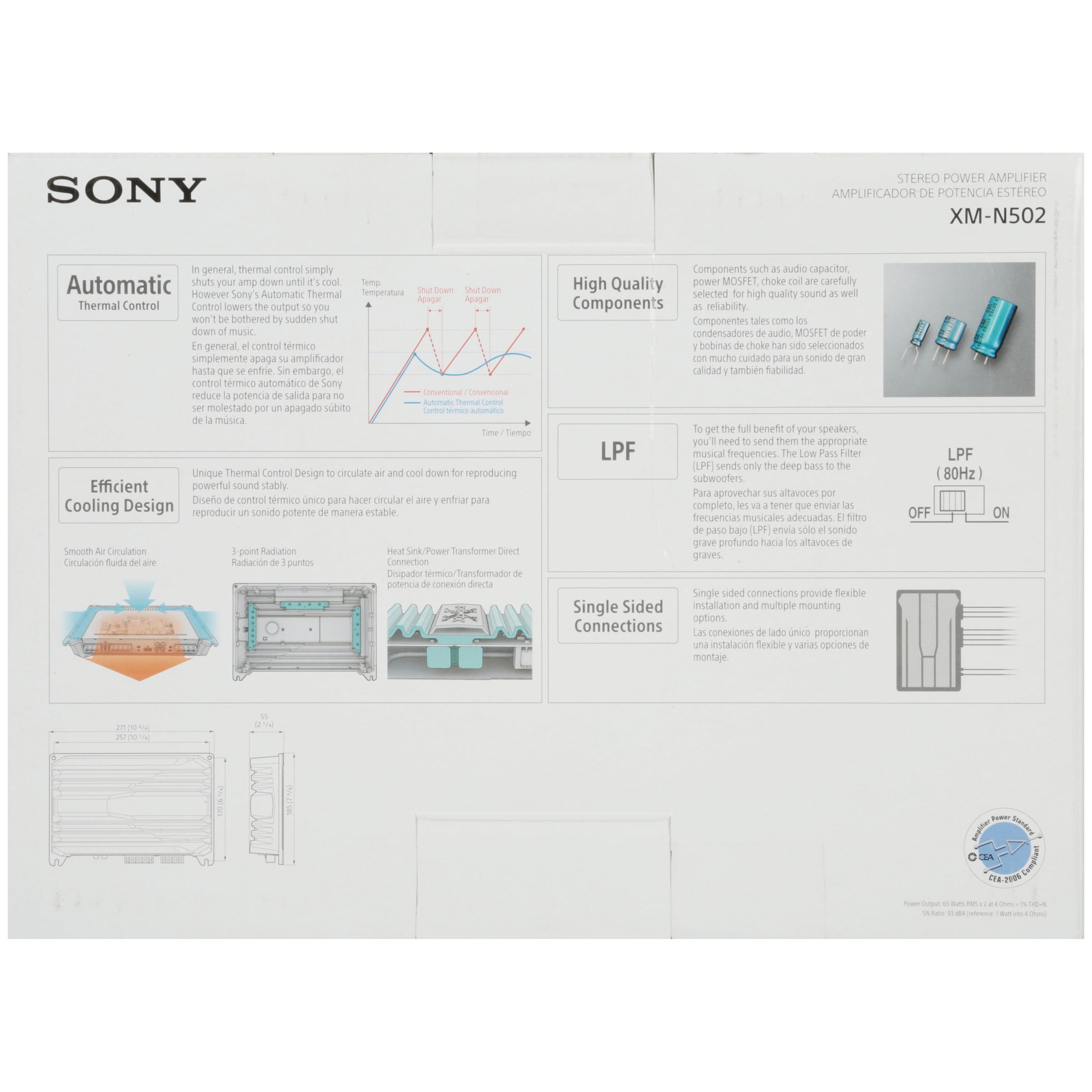 Sony XMN502 Amplificador de 2/1 canal de 500 vatios