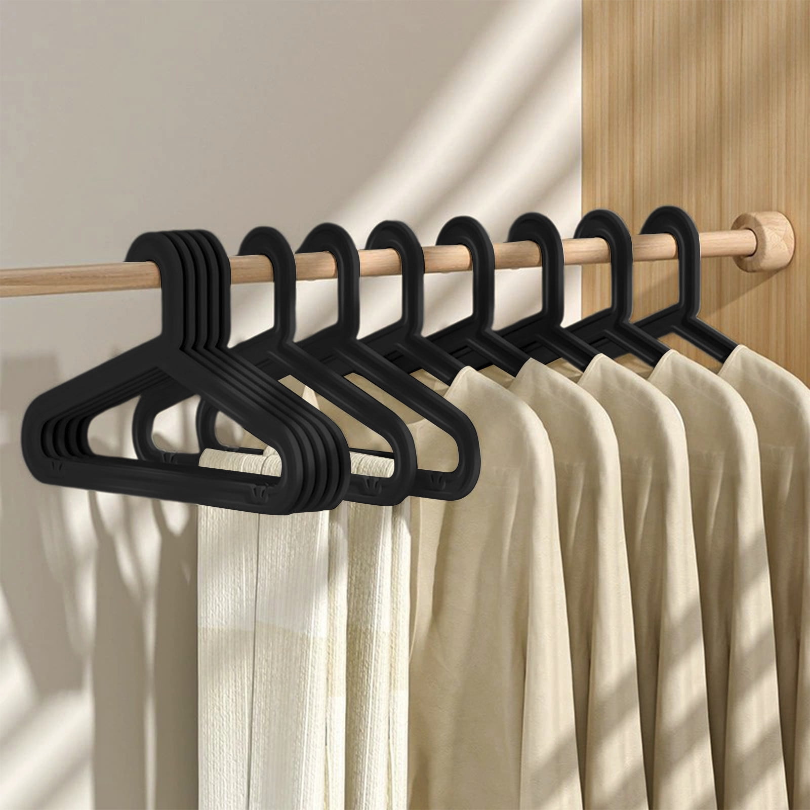 10-Pack Plastic Clothes Hangers, Adult Size, Non-Slip, Space Saving Hangers for Shirts, Dresses, Pants - Pink, White, Black
