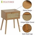 thumbnail image 4 of Mid Century Nightstand, Rattan Side Table with Drawer, Modern Bedside Table with Storage and Solid Wood Legs for Living Room, Bedroom and Small Space (Brown), 4 of 7