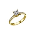 thumbnail image 2 of 3/4 CT Diamond Engagement Ring in 14K Yellow Gold (I-J color,I1-SI2 clarity) Solitaire w Accents Cathedral Princess, 2 of 4