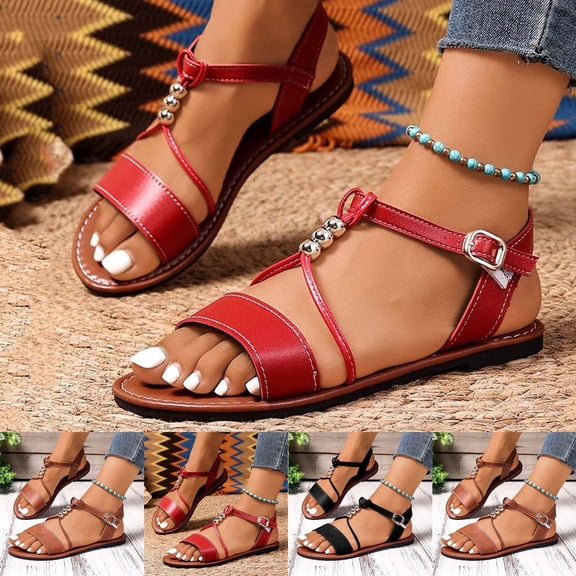 QNANSPI Women's Wedge Heel Shoes, Summer Casual Footwear for Women, Women Open Toe Flat Heel Roman Style Beach Footwear For Versatile Outdoor Summer Wear Shoes
