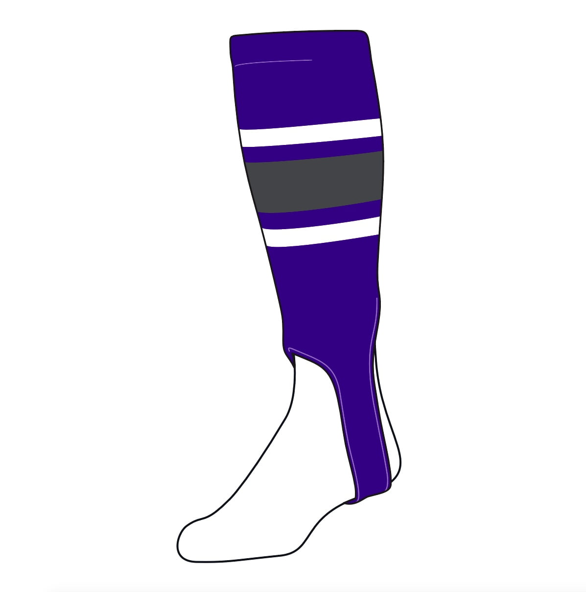 TCK Baseball Stirrups Medium (200E, 5in) Purple, White, Graphite