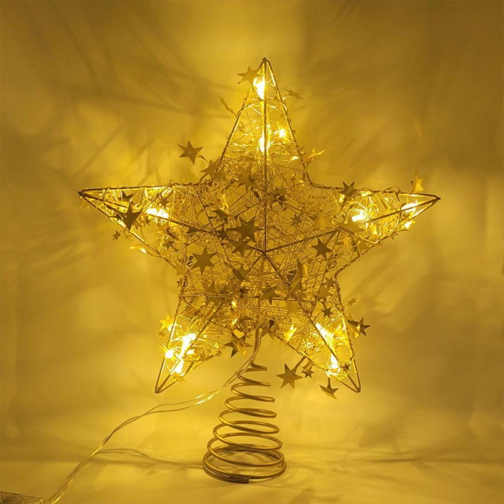 10" Christmas Star Tree Topper Hollow Designed Battery Operated Star