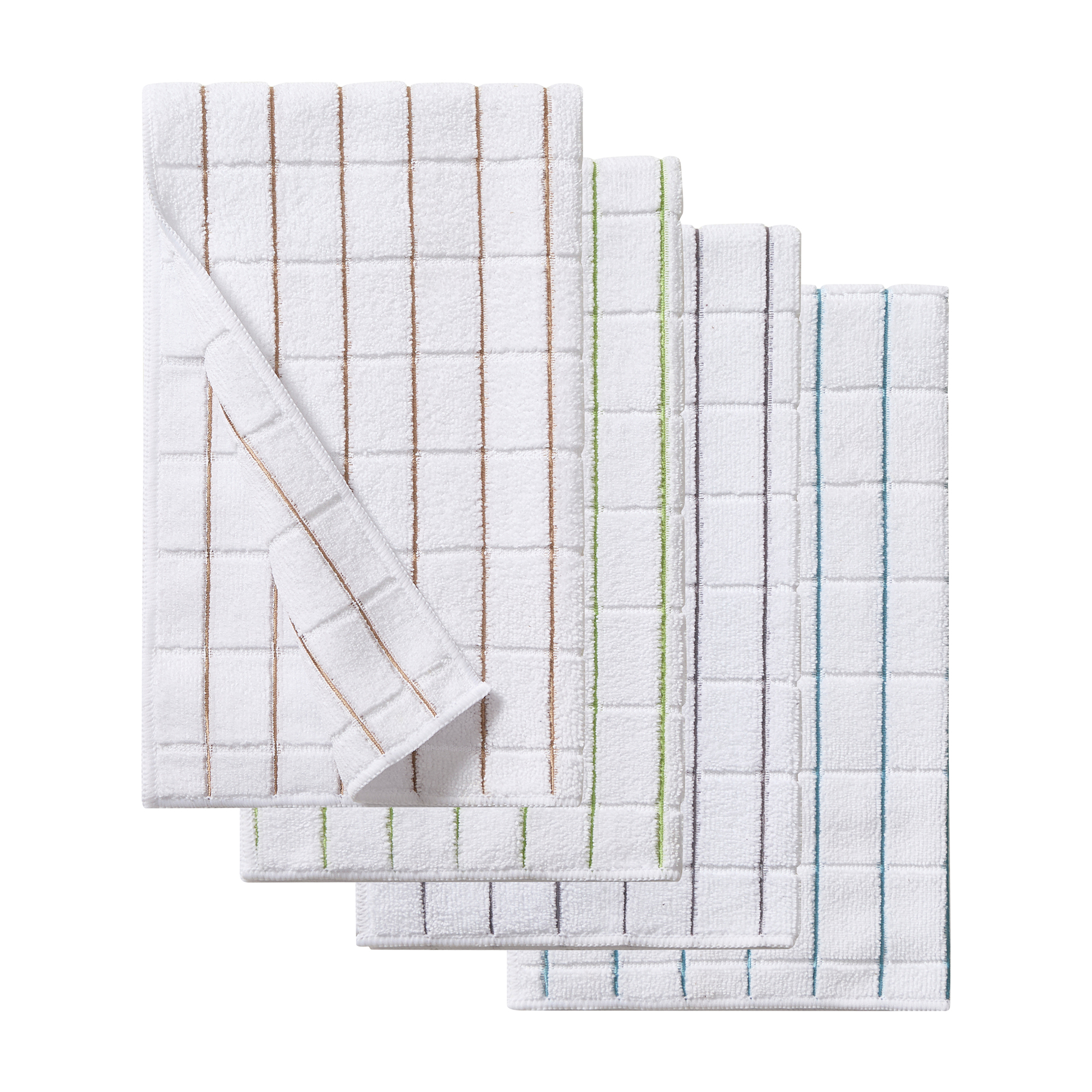 Mainstays Microfiber Kitchen Towels, Absorbent Cleaning Cloths, 15" x 25" White 4 pack