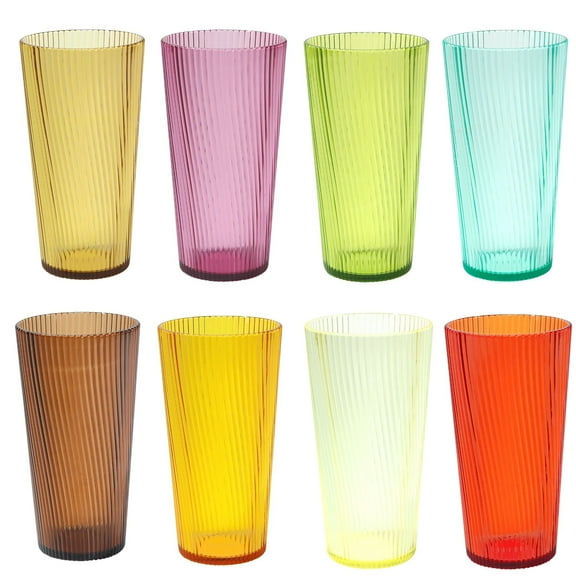 WowProLiv 8 Piece Set of 8 Plastic Drinking Cups Tumblers MS Glasses 19oz  19 Ounce