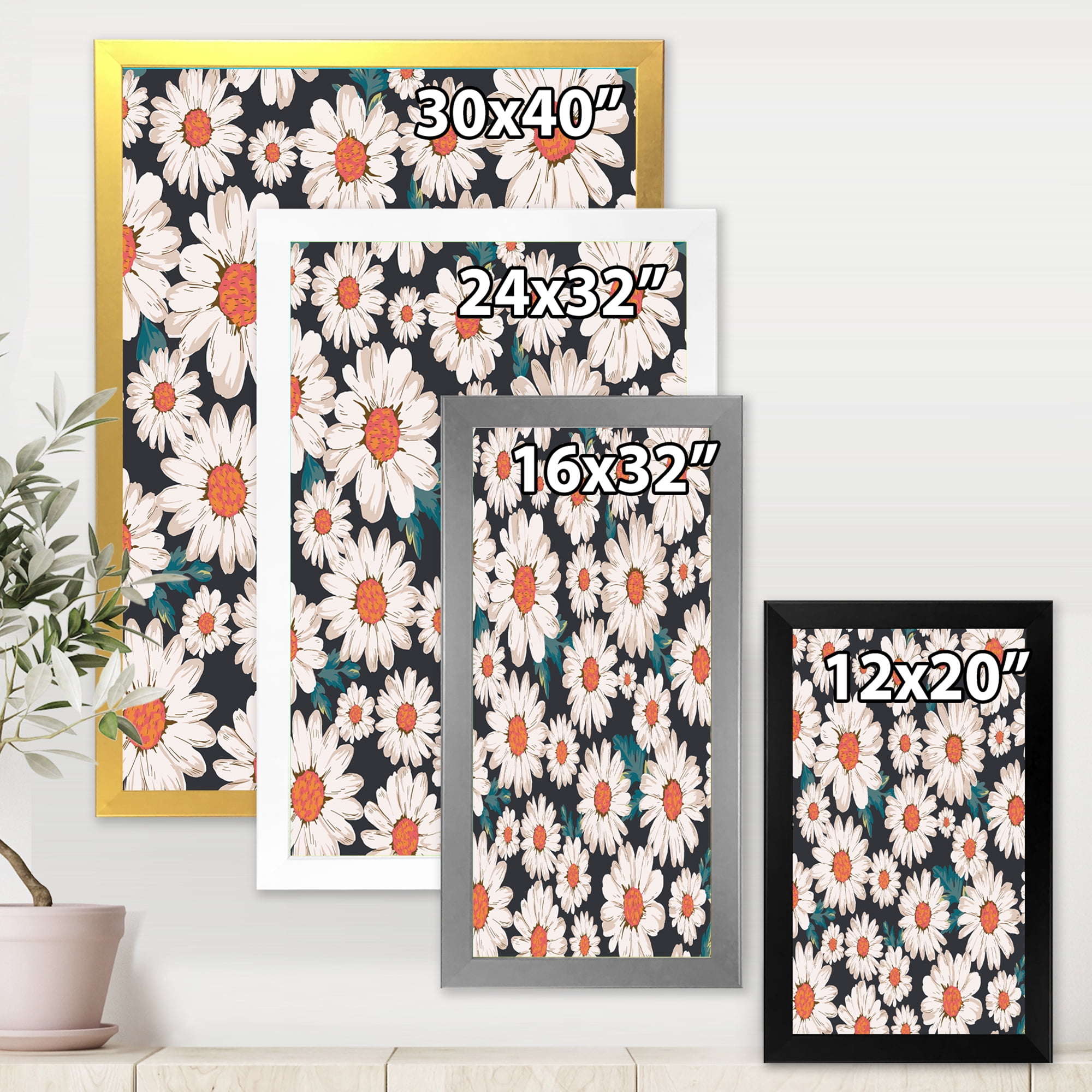 Designart 'Prolific of White Daisy Flowers' Traditional Framed Art Print