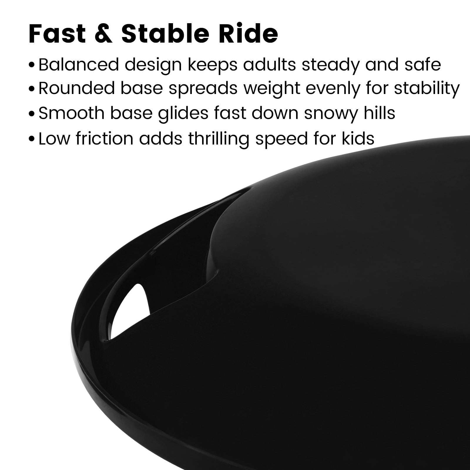 Gamexcel Round Flying Saucer Disc Racer Snow Sled Toboggan, for Ages 4 and Up, 25 Inch Diameter, Black