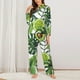 thumbnail image 2 of Fotbe Watercolor Green Tropical Conjunto de Pijama de Manga Larga para Mujer con Estampado, Ropa de Dormir de 2 Piezas, Conjunto de Casa Suave y Cómodo con Bolsillos-Small, 2 of 7