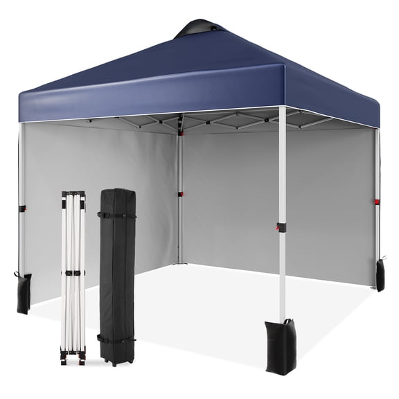 GarveeLife 10 x 10 Pop Up Canopy Tent, Portable Beach Tent with 2 Sidewalls and Vented Roof, Outdoor Canopy Tent with Wheeled Carry Bag and Sandbag for Camping Picnic Party