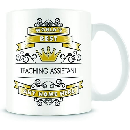 

Teaching Assistant Mug - Worlds Best Design - Personalised Gift - Gold