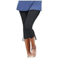 thumbnail image 3 of Capri Leggings for Women Summer Casual Elastic High Waist Drawstring Ruched Hem Workout Yoga Cropped Capris Pants, 3 of 6