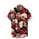 thumbnail image 4 of Camisas de moda con estampado floral de calaveras para hombre, divertidas camisetas de manga corta con estampado de calaveras en 3D, camisas hawaianas con solapa estampada para hombre, 4 of 5