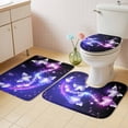 thumbnail image 3 of Purple Butterfly Bathroom Rugs Set Gradients Fantasy Shiny Non Slip Absorbent Soft Bath Mats 3 Piece Set with Bathroom Rug, U-Shaped Floor Mat, Toilet Seat Cover Large Size, 3 of 9