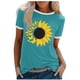 thumbnail image 1 of Gibobby Casual Playera de Manga Corta para Mujer Blusa informal con cuello redondo para mujer, camiseta manga corta con estampado girasoles en color, camiseta vacac(Azul,M), 1 of 4