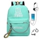 thumbnail image 1 of Bolso de escuela ocasional del estudiante de la mochila recargable USB impresa rosa negra, 1 of 5